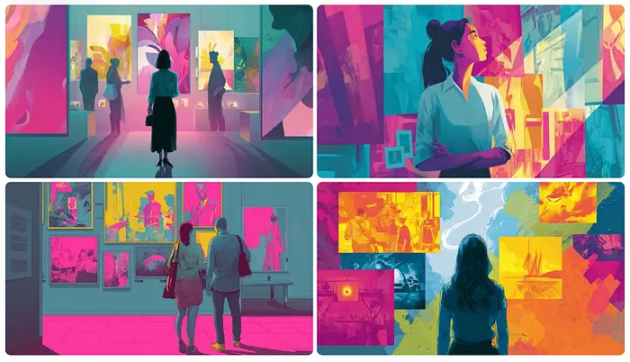 女性观看图像的AI插图