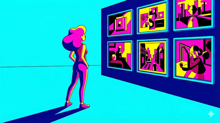 女性观看图像的AI插图