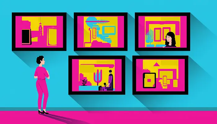 女性观看图像的AI插图