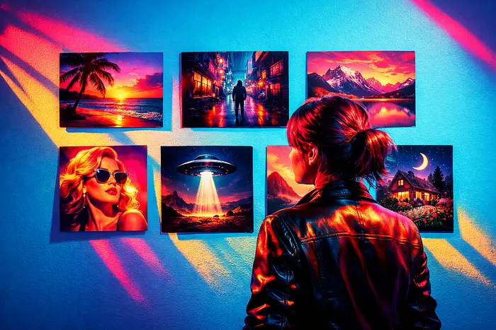 女性观看图像的AI照片