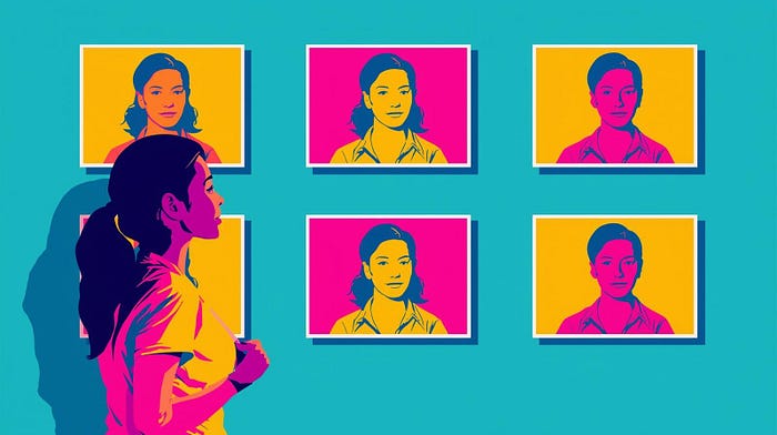 女性观看图像的AI插图