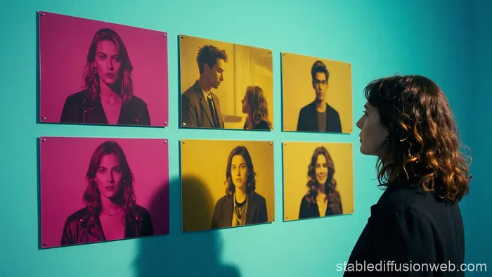 女性观看图像的AI照片