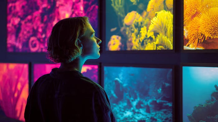 女性观看图像的AI照片