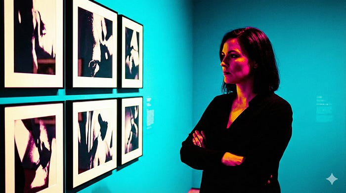 女性观看图像的AI照片