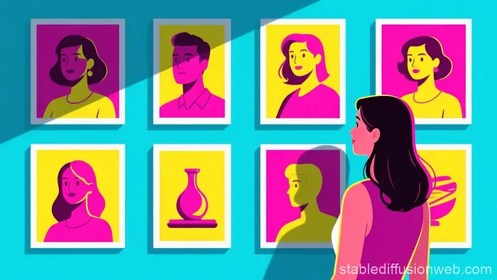 女性观看图像的AI插图