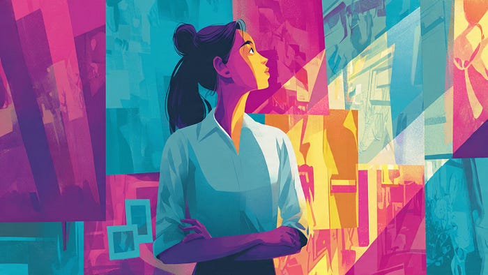 女性观看图像的AI插图