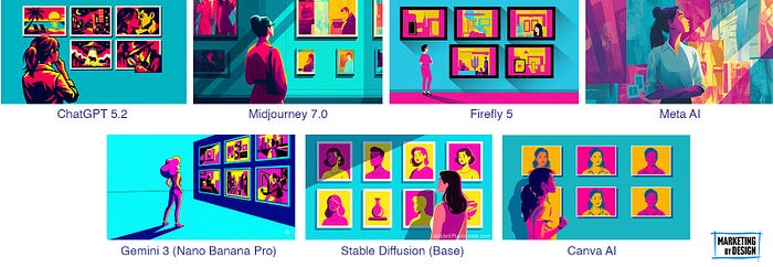 不同模型创建的AI图像选项