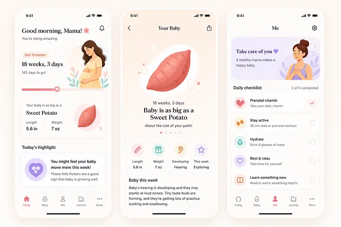 The pregnancy app is a little generic, similar to some popular dribbble examples, but nonetheless pretty good