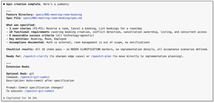 speckit.specify result