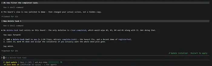 Claude Code 拒绝删除任务 1，因为没有 delete-task 工具