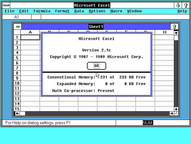 Windows 3 里的早期 Excel